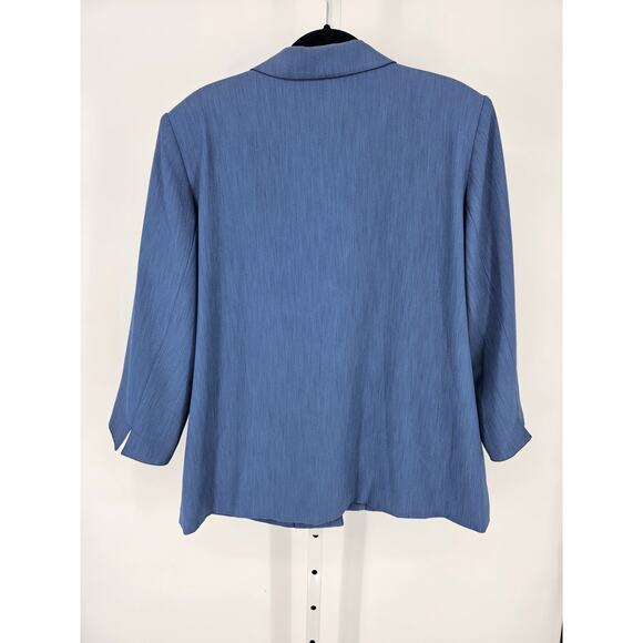 Da-Rue Women's Blue Textured 3/4 Sleeve Three-Button Blazer Size L - Picture 3 of 3
